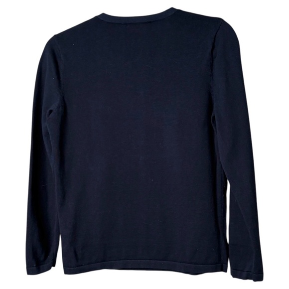 TOMMY HILFIGER 100% Cotton Navy Blue Studded Vee Neck Sweater Sz M - Picture 5 of 10